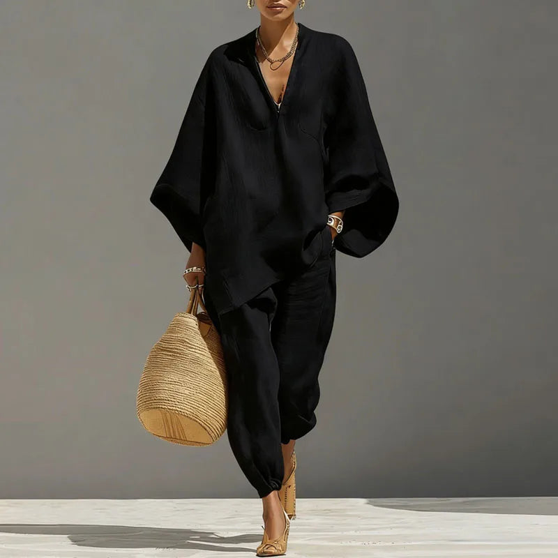 Women's Co-ord Set | Relaxed Trousers and Top Matching Outfit