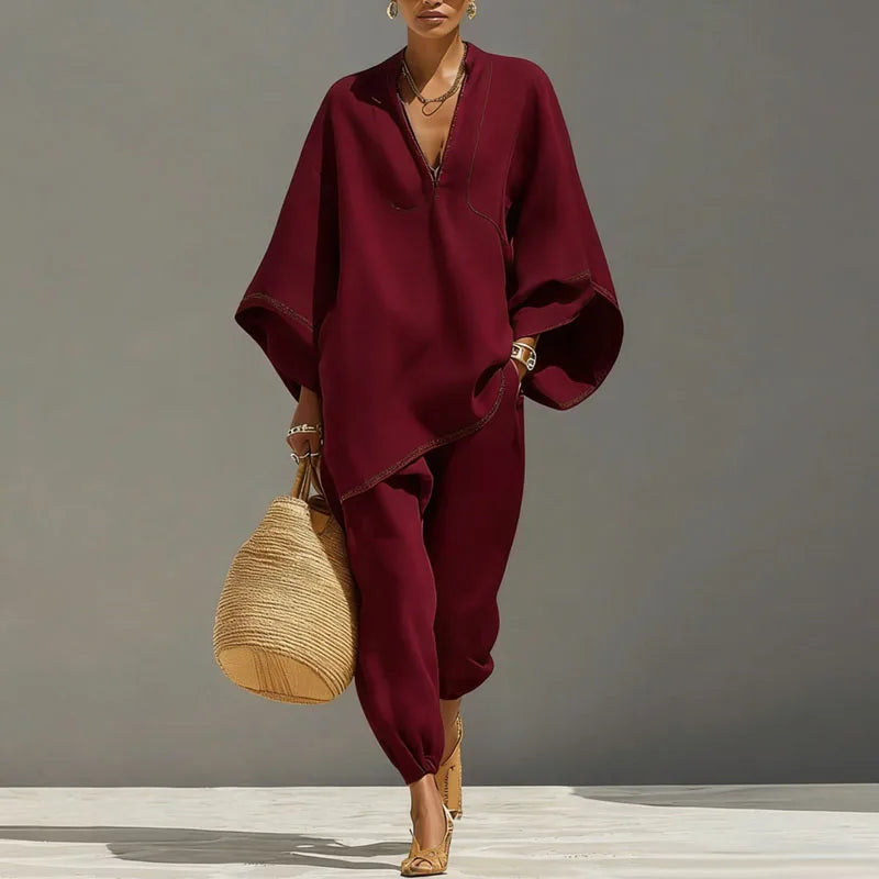 Women's Co-ord Set | Relaxed Trousers and Top Matching Outfit