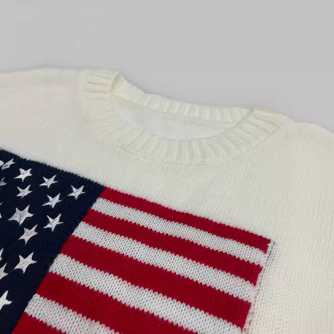 women's american flag knitted sweater - flag detail