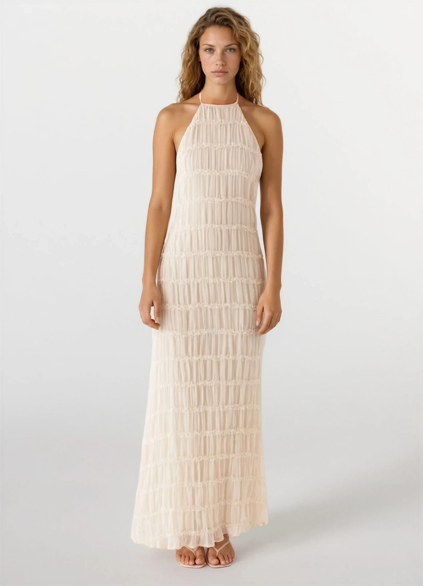 Women's Backless Halter Maxi Dress | Open Back Elegant Evening Dress