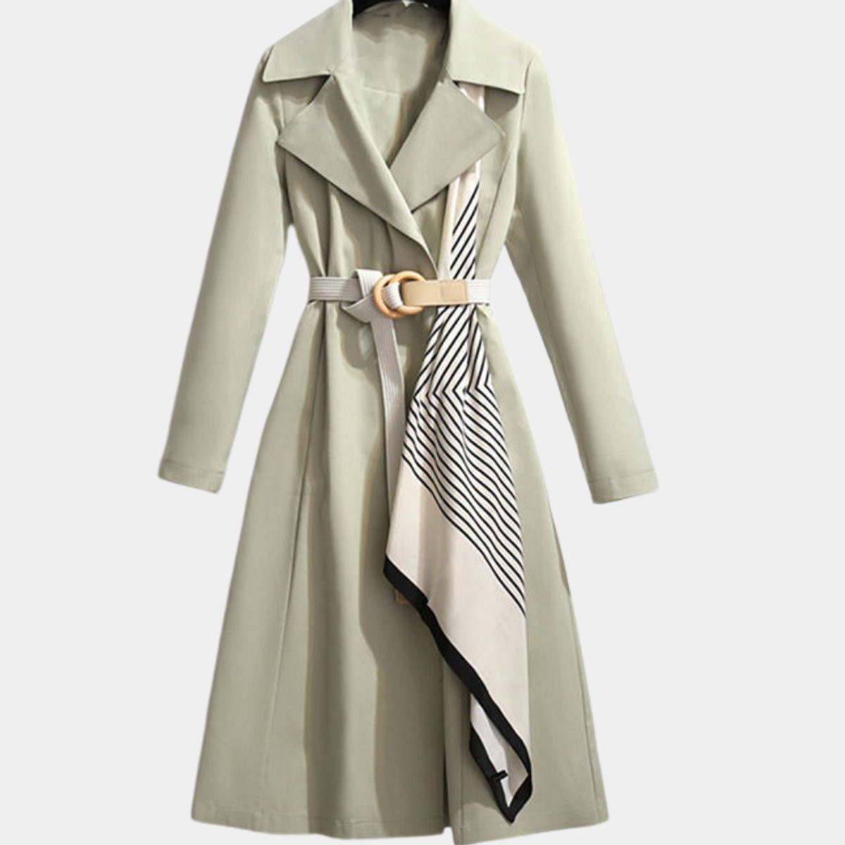 Women's Belted Midi Trench Coat | Relaxed Fit Outerwear - photo 3