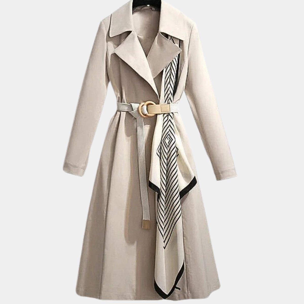 Women's Belted Midi Trench Coat | Relaxed Fit Outerwear - photo 4