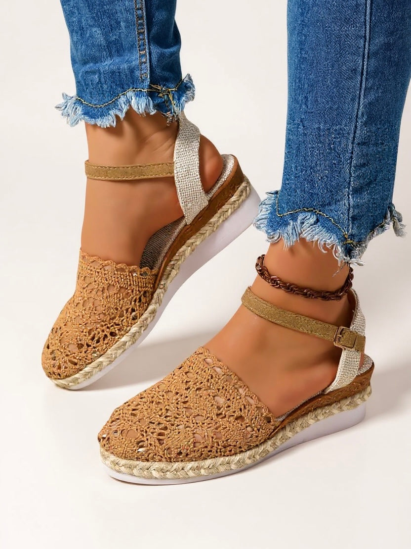 Women's Boho Wedge Espadrille Ankle Strap Sandals | Casual Summer Platform