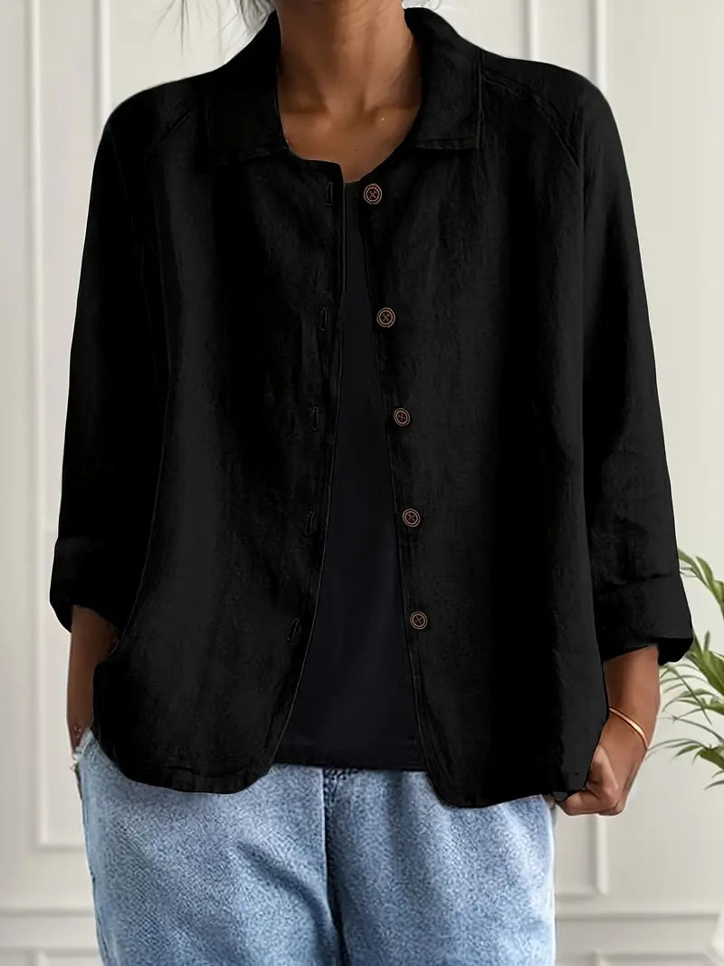 Women's casual button-front collared blouse - alternate view