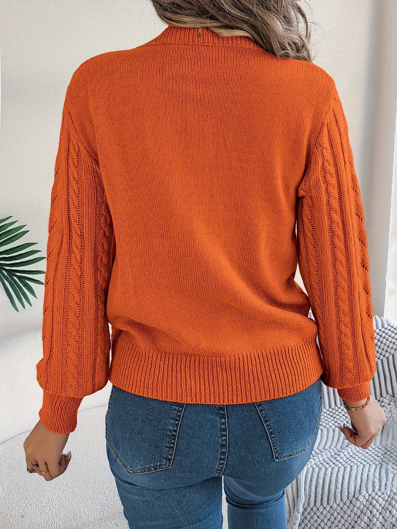 Women's Cable-Knit Textured Sweater - photo 17