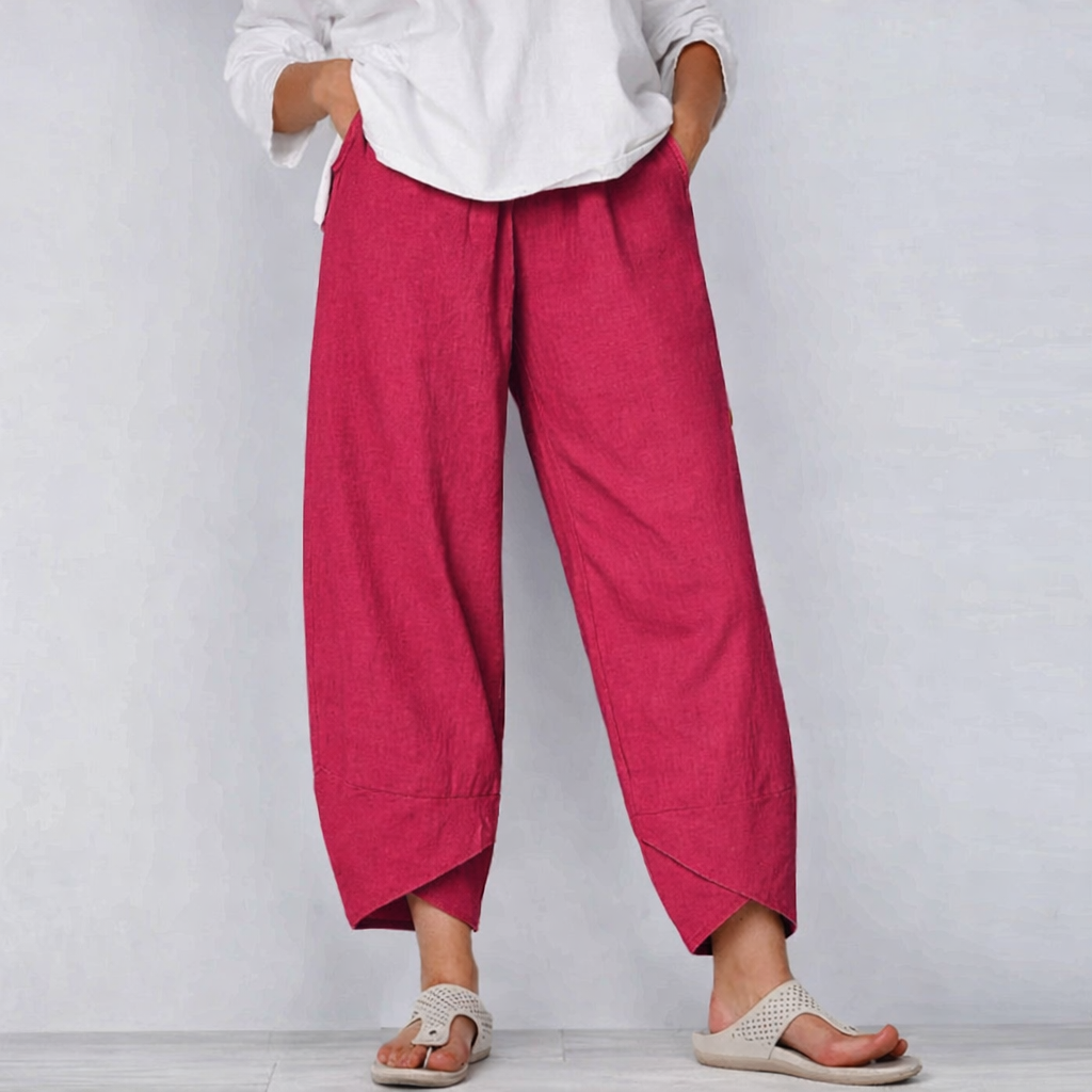 womens chic summer pants | lightweight breathable wide leg trousers - detail view