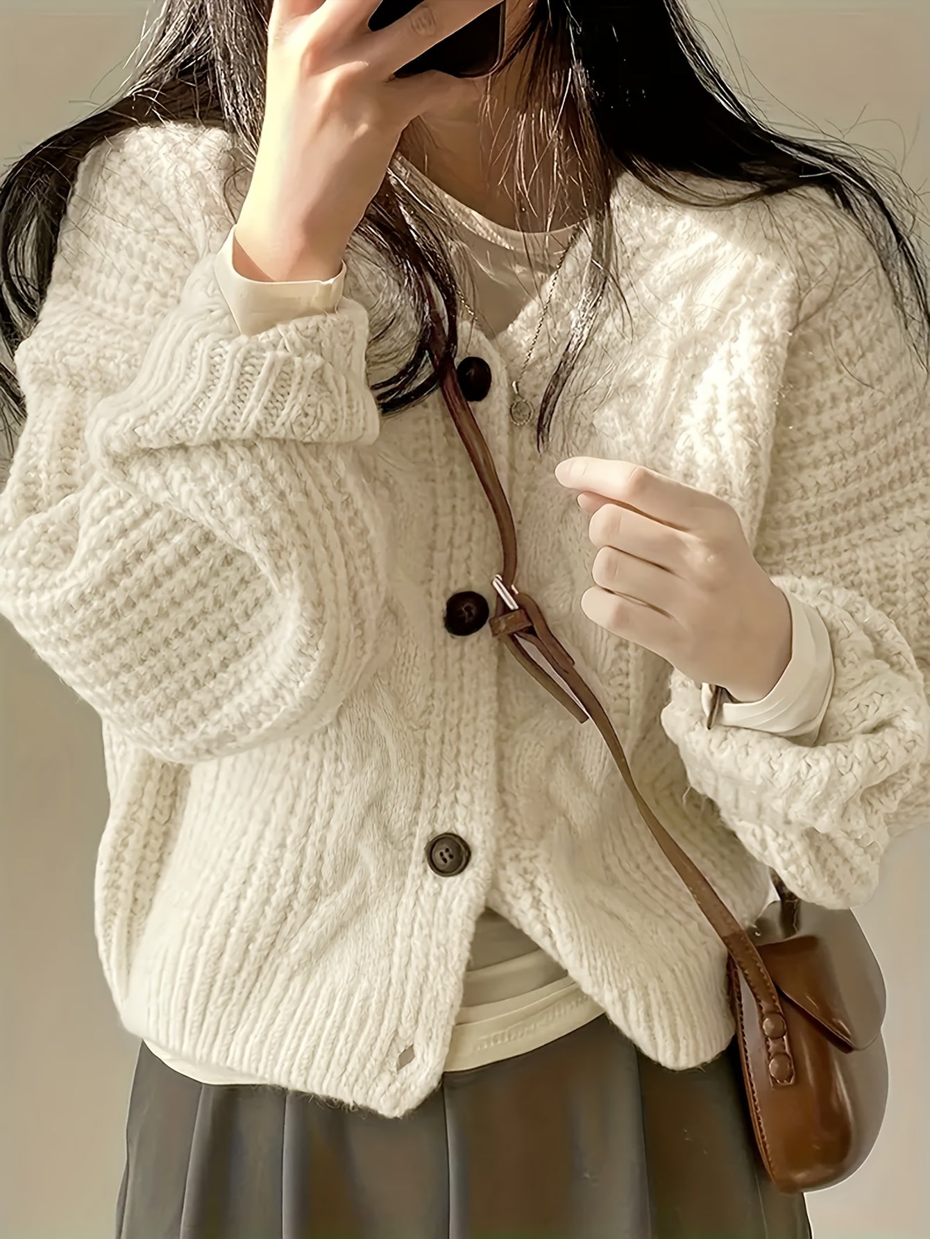 Women's Chunky Knit Cardigan - photo 5