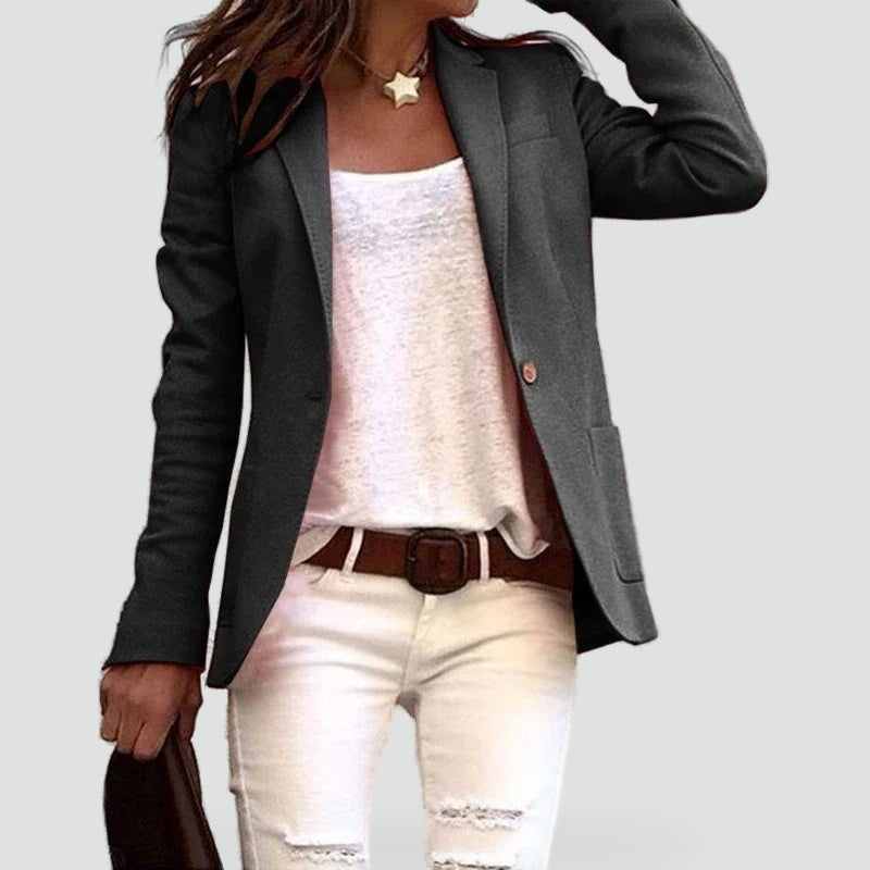 Women's Classic Lapel Blazer with Functional Pockets