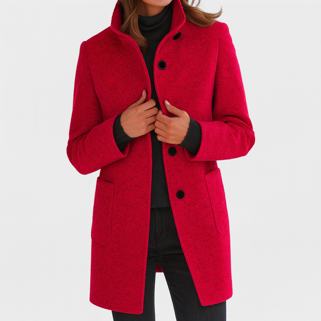 womens classic long coat | timeless elegant overcoat - alternate view