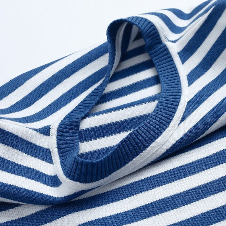 Women's navy blue striped cotton sweater - color variant