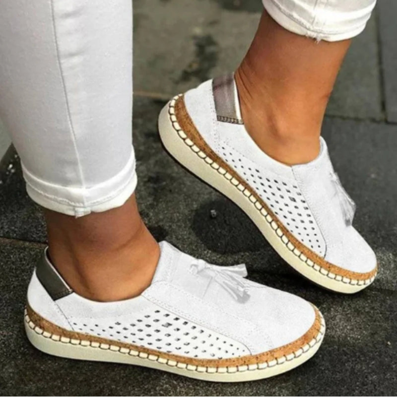 Women's Perforated Slip-On Round Toe Espadrille Flat Sneakers Casual