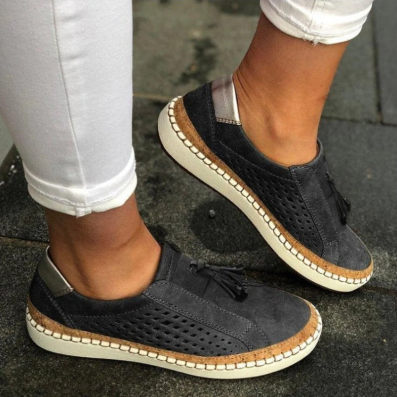 Women's Perforated Slip-On Round Toe Espadrille Flat Sneakers Casual