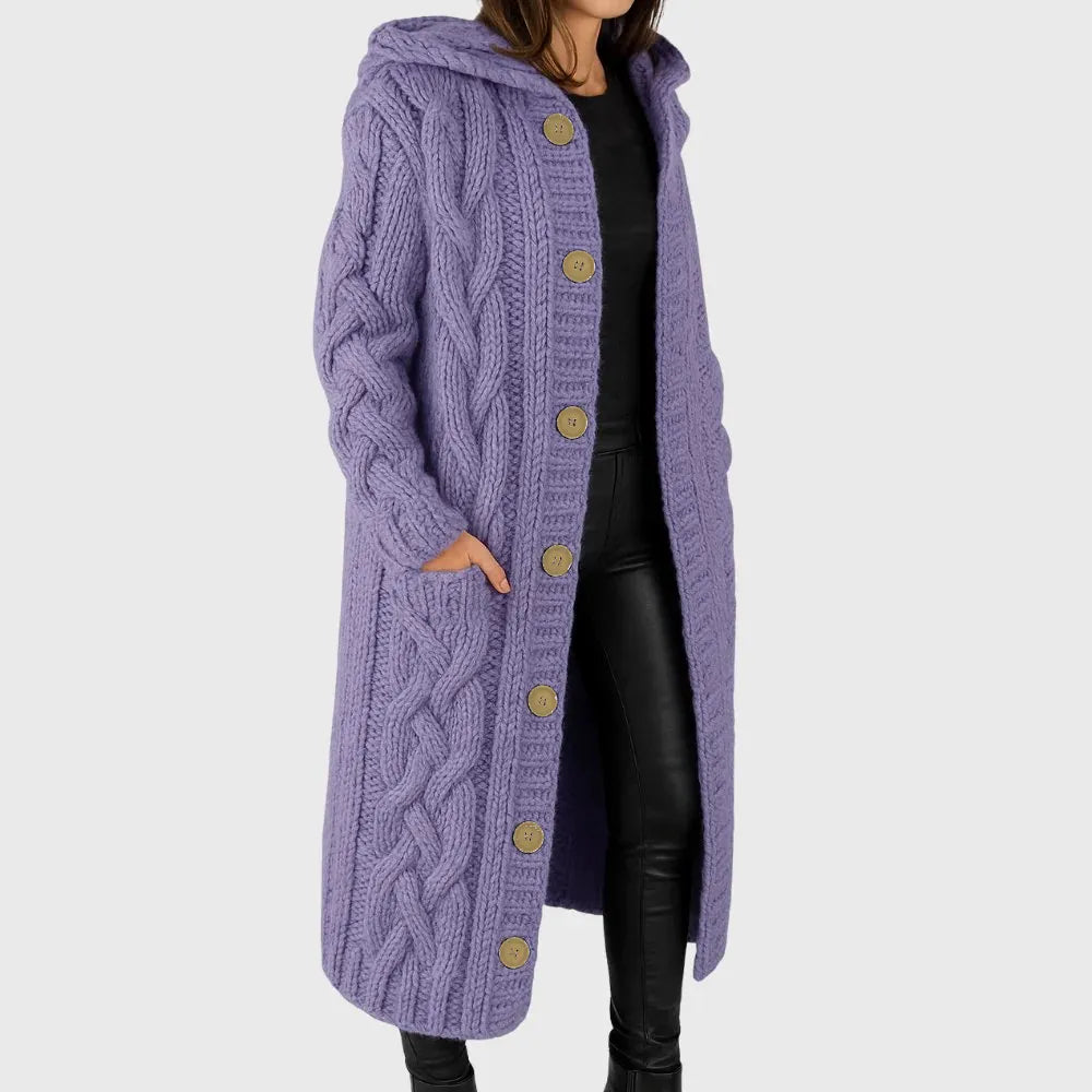 womens cozy long coat | elegant warm everyday overcoat - lifestyle view