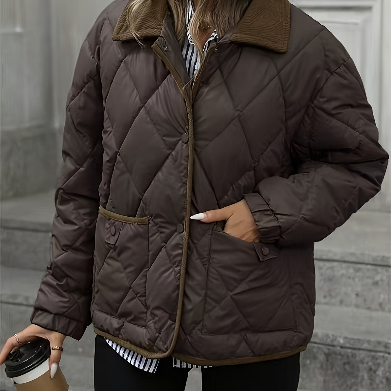 Women's Diamond-Quilted Padded Jacket - photo 1