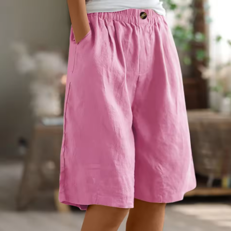 womens elastic waist comfort shorts | casual summer bottoms - full view