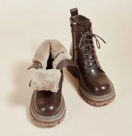 women's faux fur winter ankle boots - side view