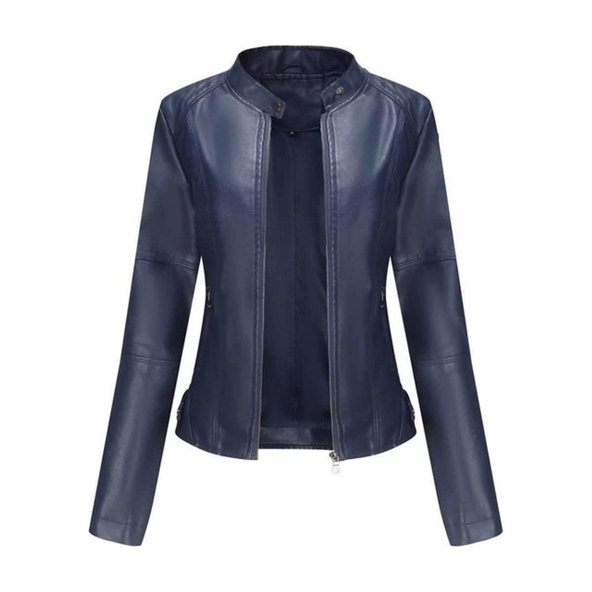 Women's Faux Leather Moto Jacket | Stand Collar Zip-Up - photo 4