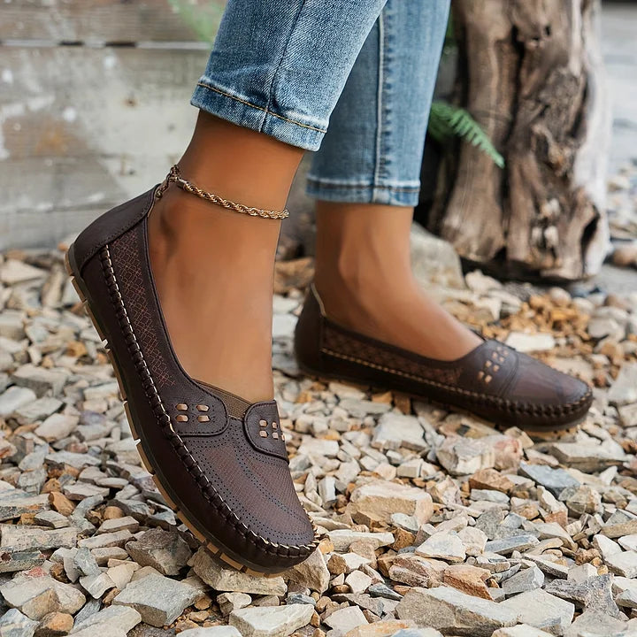 Women's Woven Knit Round Toe Slip-On Ballet Flat Casual Shoes