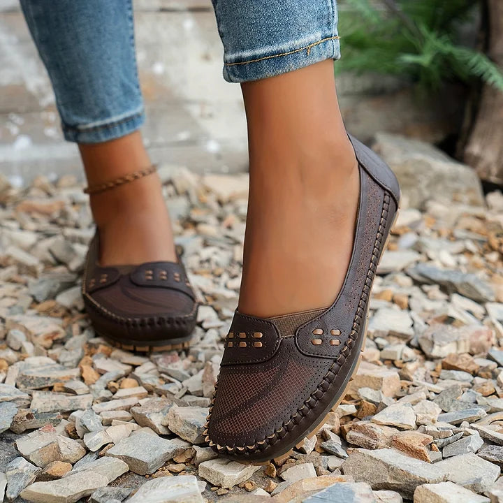 Women's Woven Knit Round Toe Slip-On Ballet Flat Casual Shoes