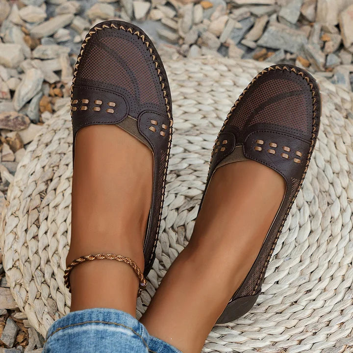 Women's Woven Knit Round Toe Slip-On Ballet Flat Casual Shoes