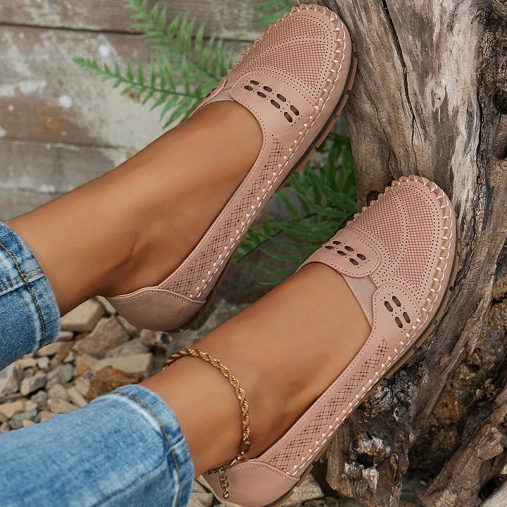 Women's Woven Knit Round Toe Slip-On Ballet Flat Casual Shoes