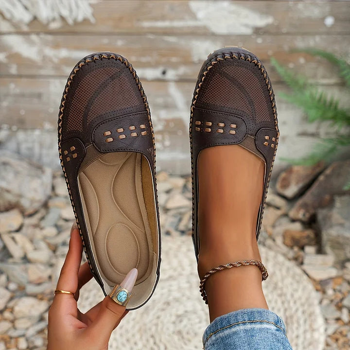 Women's Woven Knit Round Toe Slip-On Ballet Flat Casual Shoes