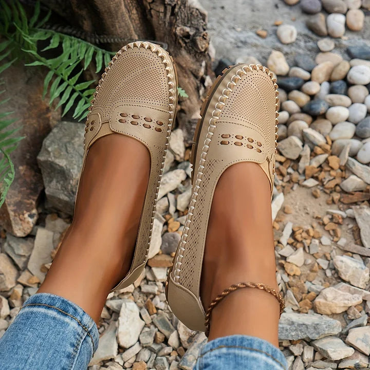 Women's Woven Knit Round Toe Slip-On Ballet Flat Casual Shoes