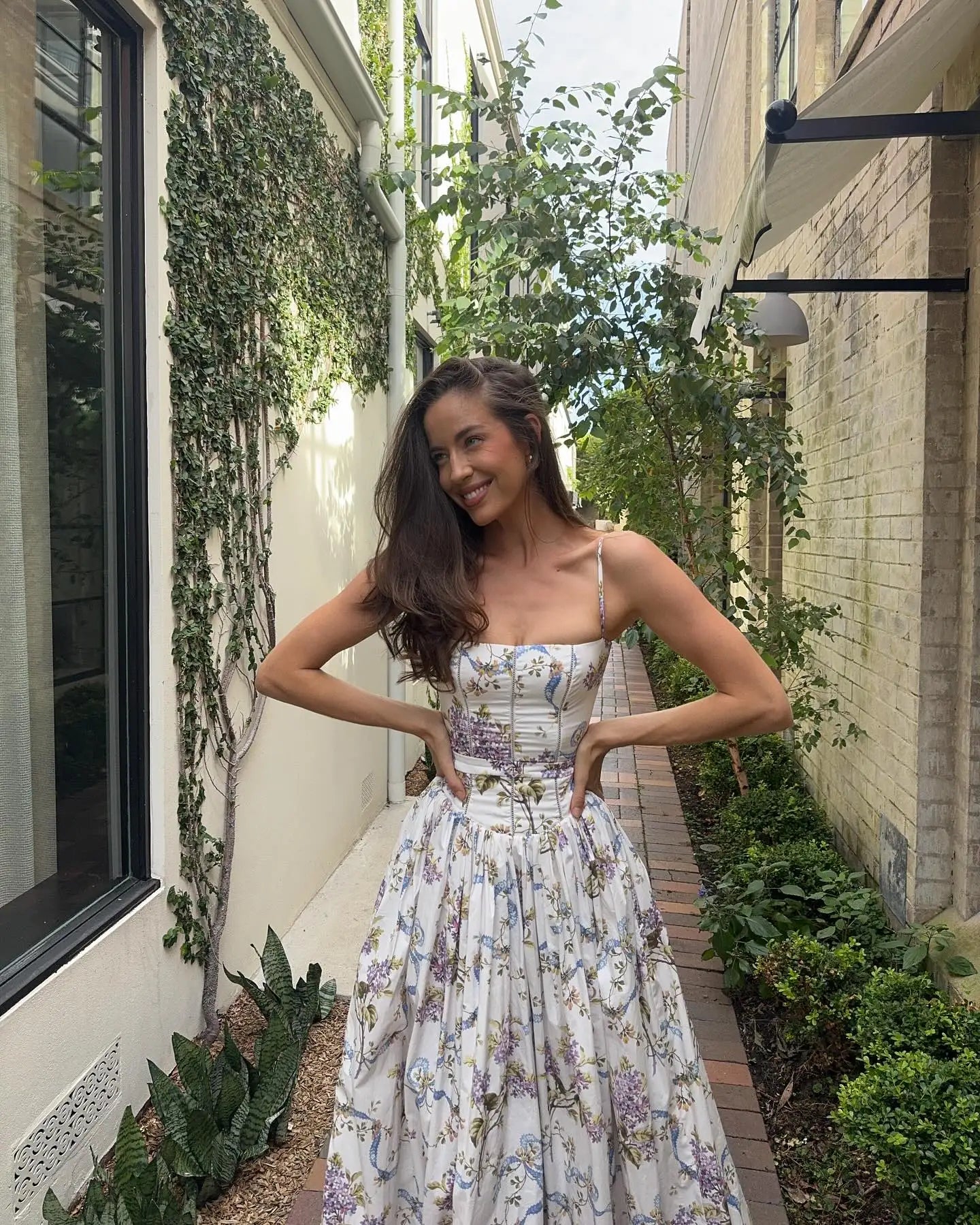 Women's Floral Corset Midi Dress | Fitted Strapless Occasion Dress