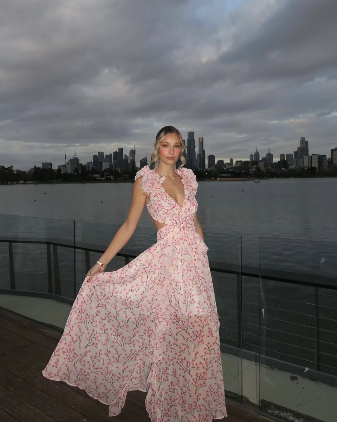 Women's Floral Sleeveless Cut-Out Maxi Dress | Boho Wedding Guest Dress