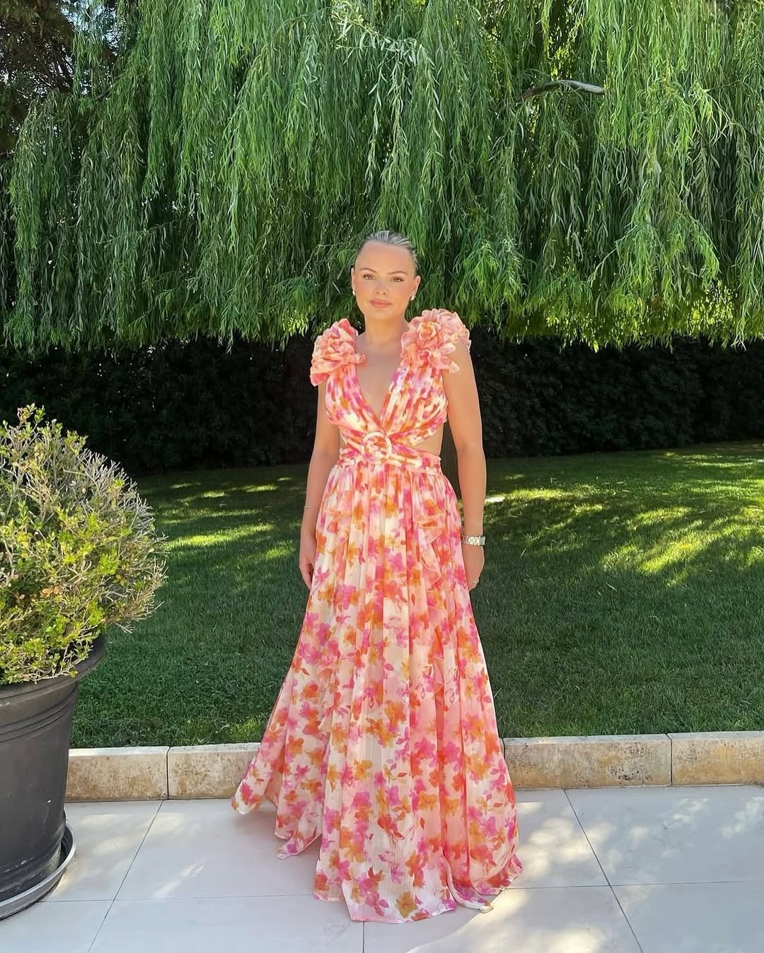 Women's Floral Sleeveless Cut-Out Maxi Dress | Boho Wedding Guest Dress