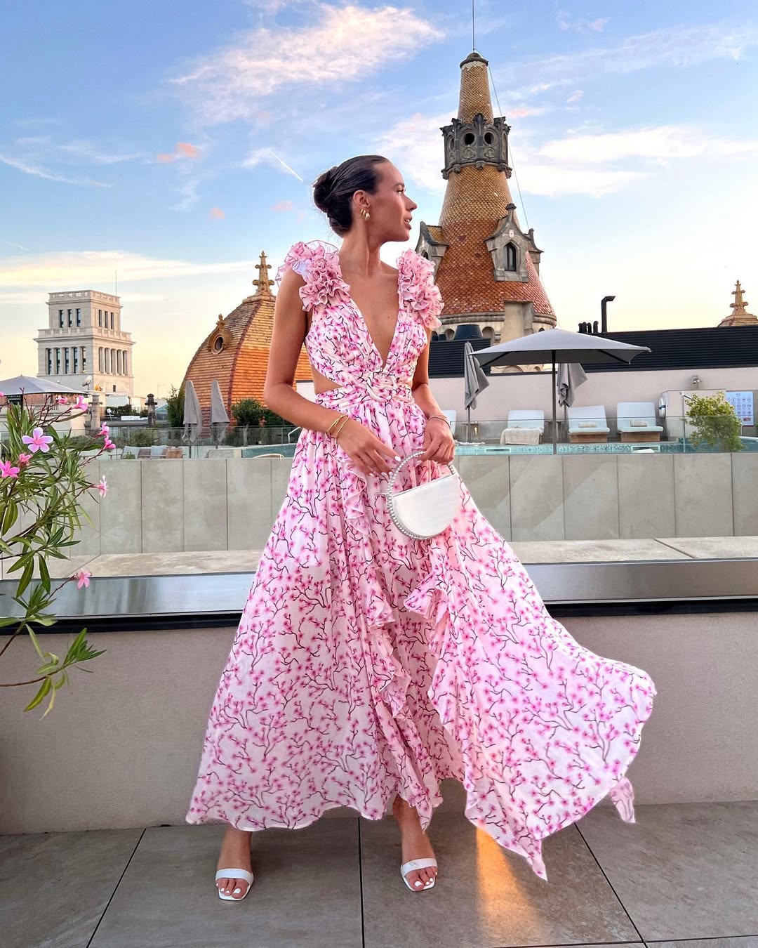 Women's Floral Sleeveless Cut-Out Maxi Dress | Boho Wedding Guest Dress