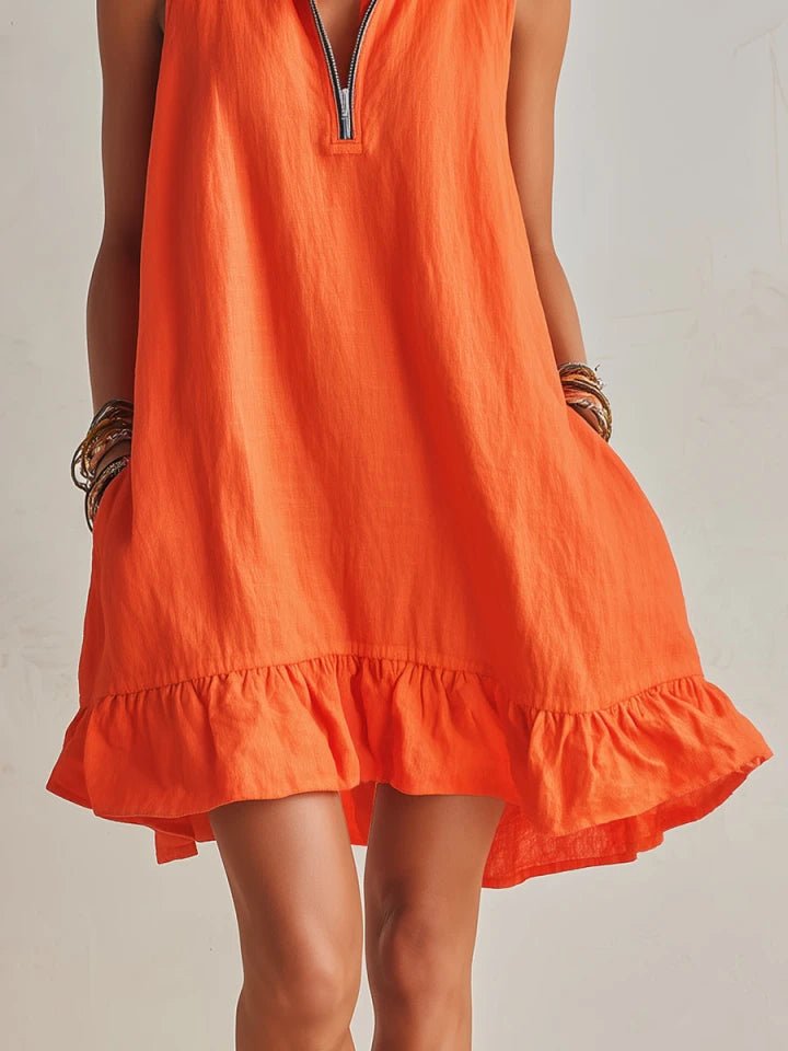 women's sleeveless ruffle mini dress - lifestyle view