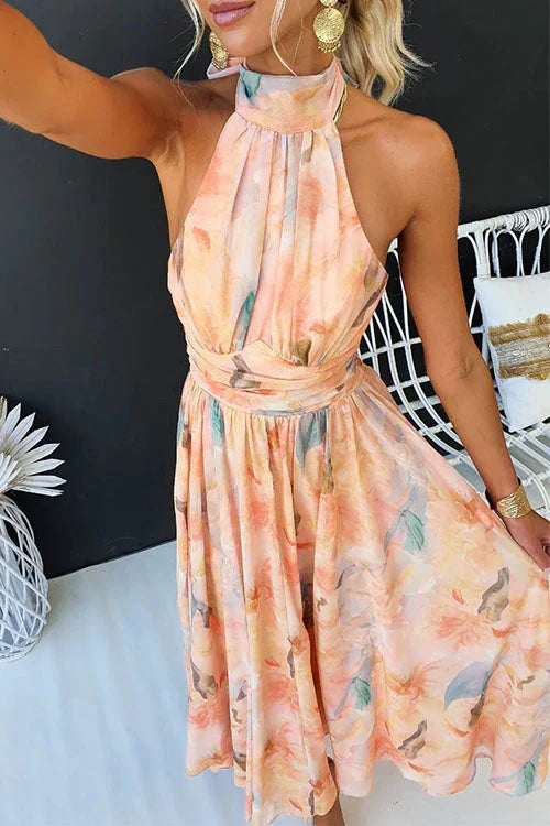 Women's Halter Neck Sleeveless Maxi Dress | Formal Wedding Guest Evening Gown