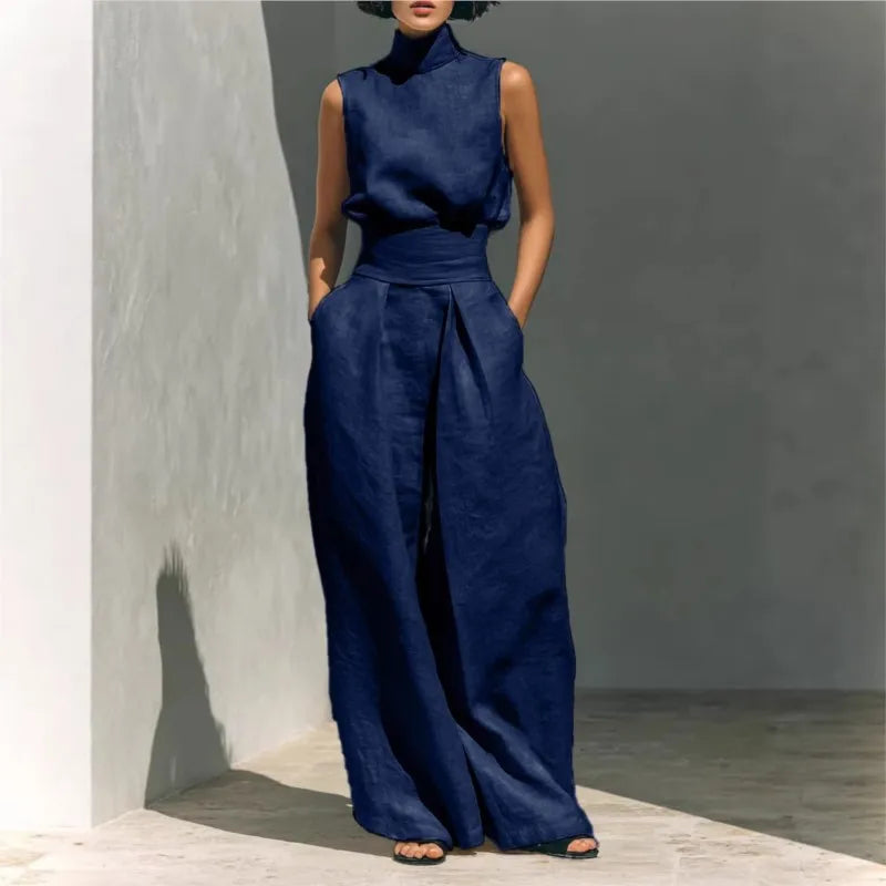 women's high waist wide-leg jumpsuit - detail view