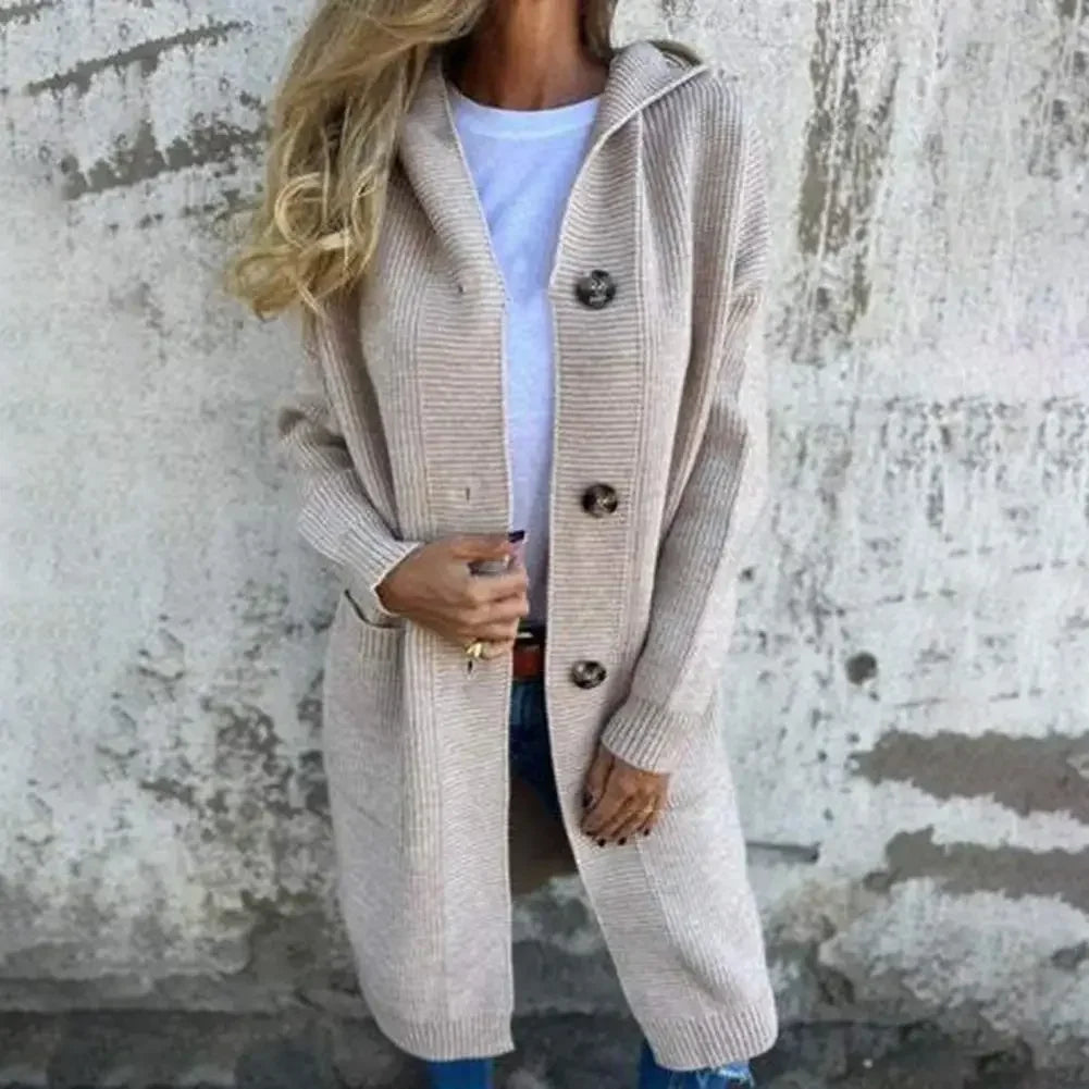 Women's Hooded Button-Up Cardigan Coat - photo 1