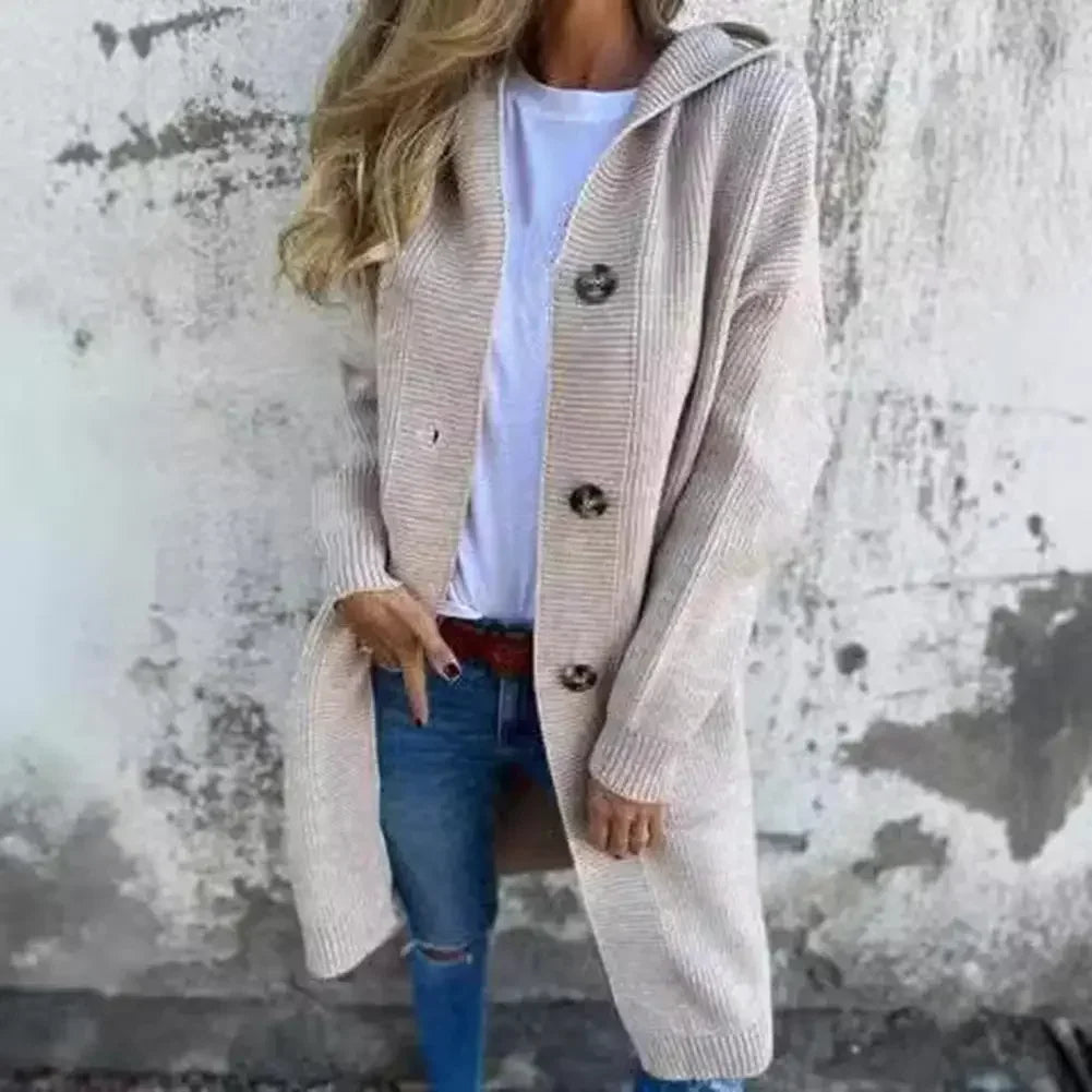 Women's Hooded Button-Up Cardigan Coat - photo 4