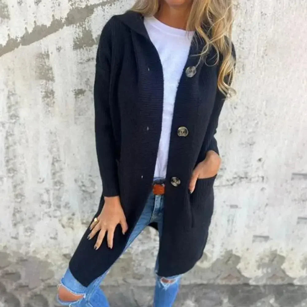 Women's Hooded Button-Up Cardigan Coat - photo 5