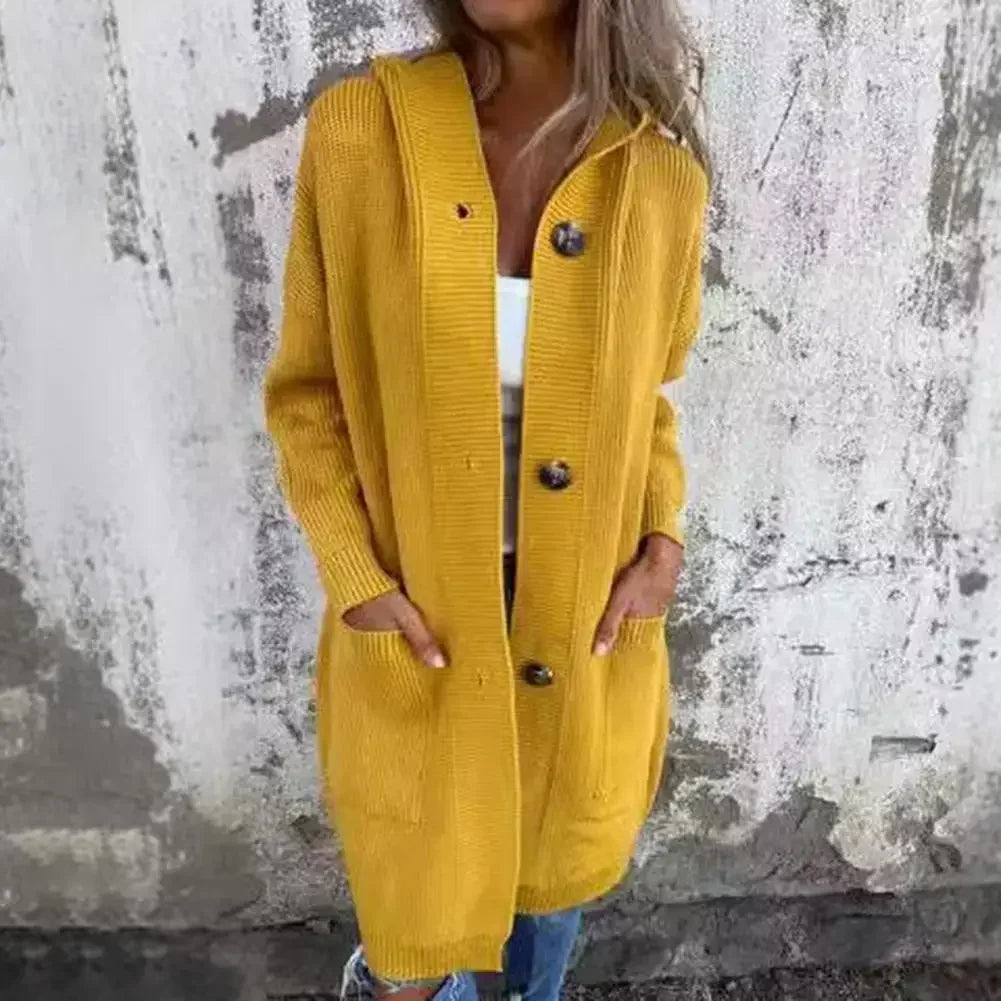 Women's Hooded Button-Up Cardigan Coat - photo 7
