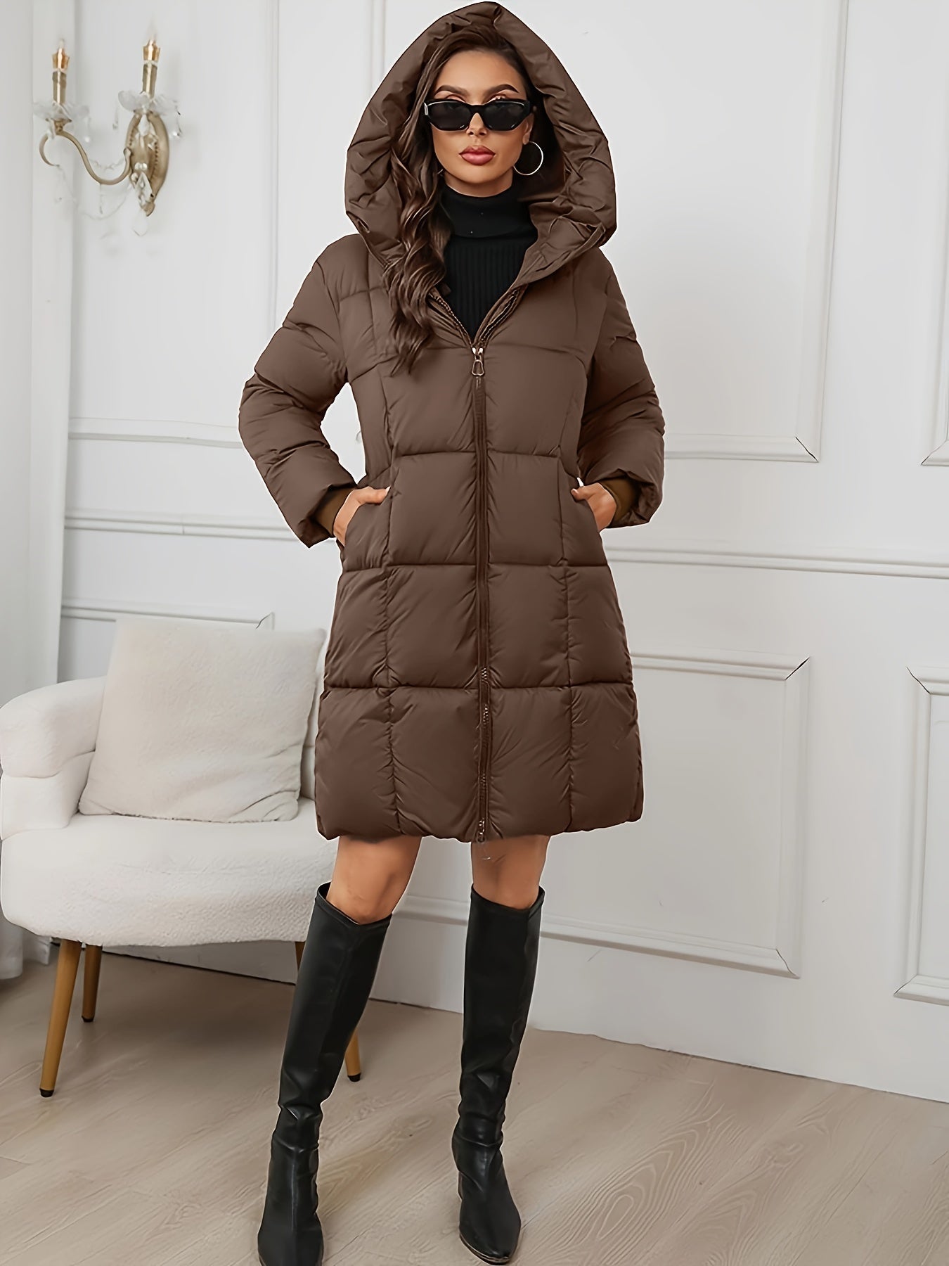 Women's Hooded Longline Puffer Coat - photo 4