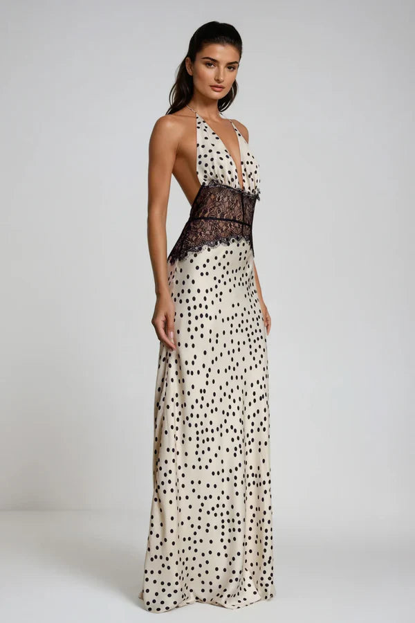 Women's Lace Trim Maxi Dress | Sleeveless Elegant Evening Gown
