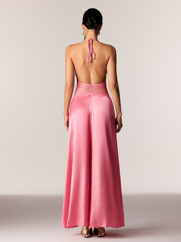 Women's Lace Trim Maxi Dress | Sleeveless Elegant Evening Gown