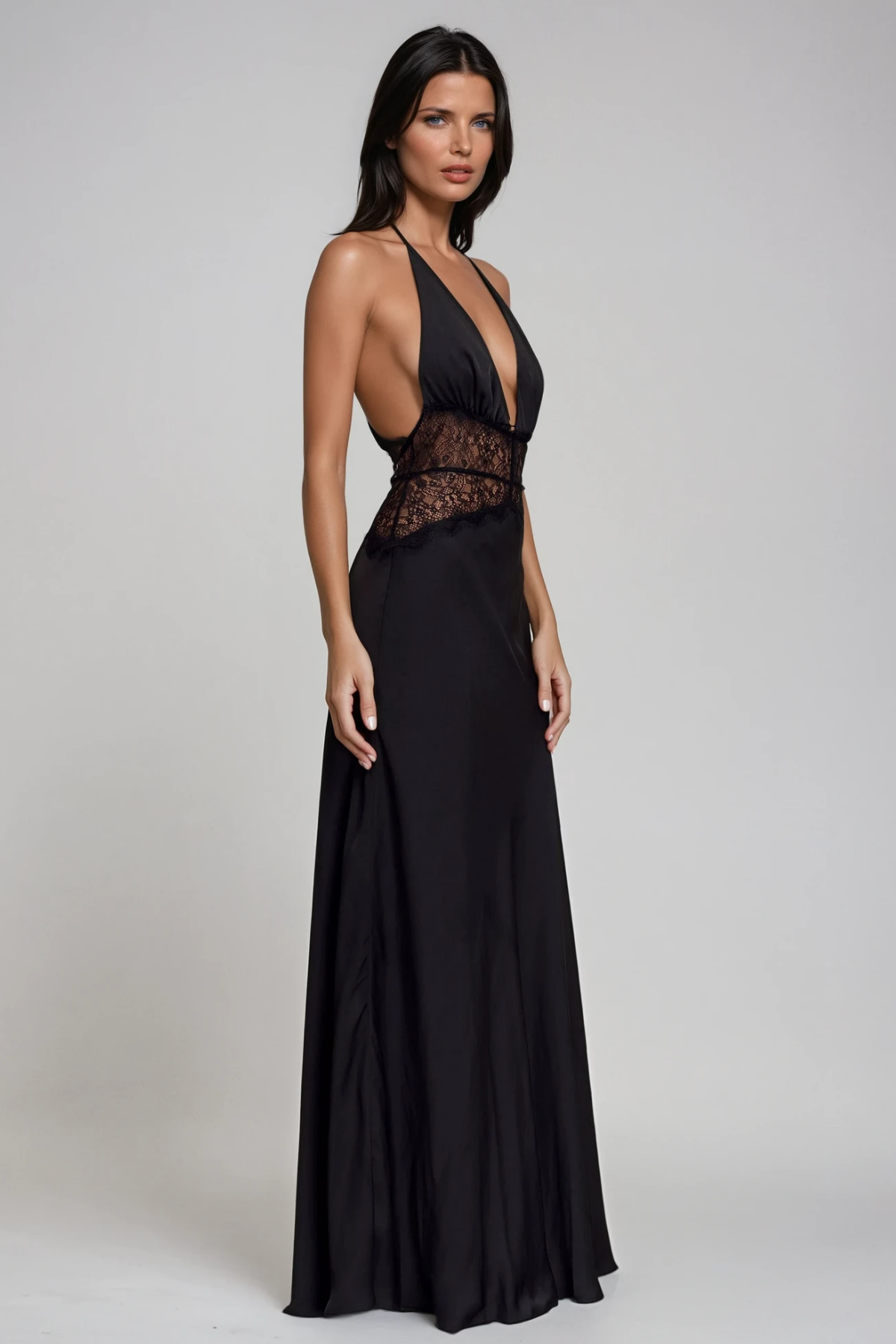 Women's Lace Trim Maxi Dress | Sleeveless Elegant Evening Gown