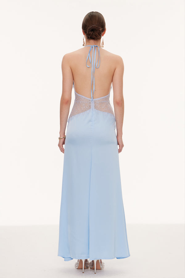 Women's Lace Trim Maxi Dress | Sleeveless Elegant Evening Gown