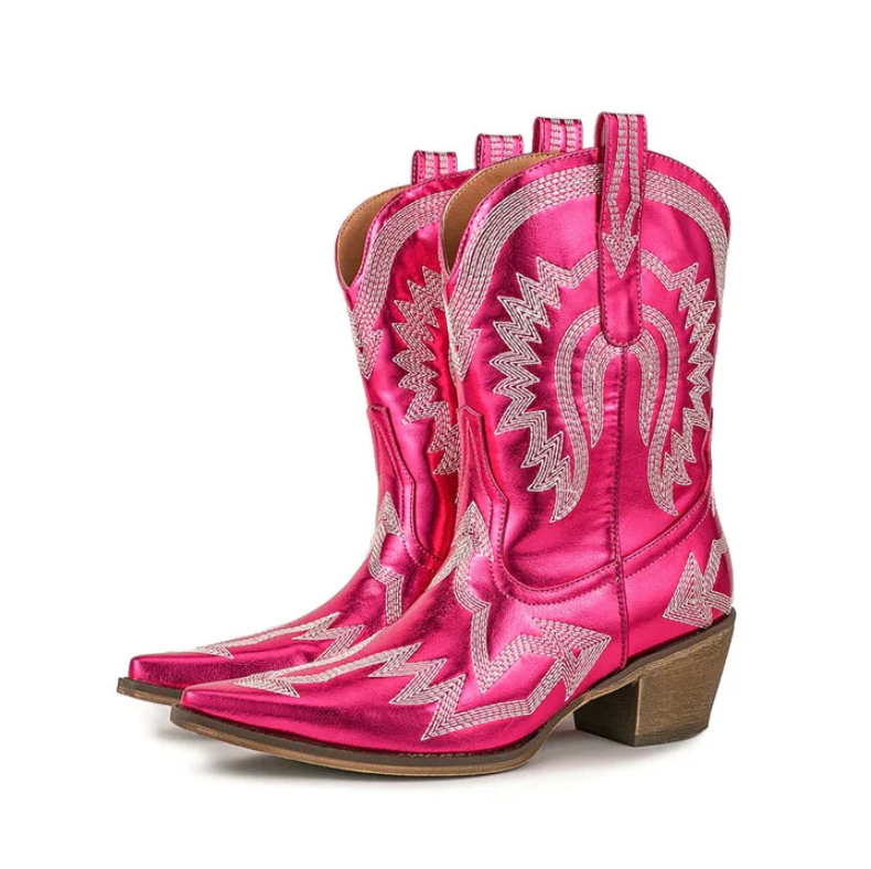women's leather western cowboy boots - full view