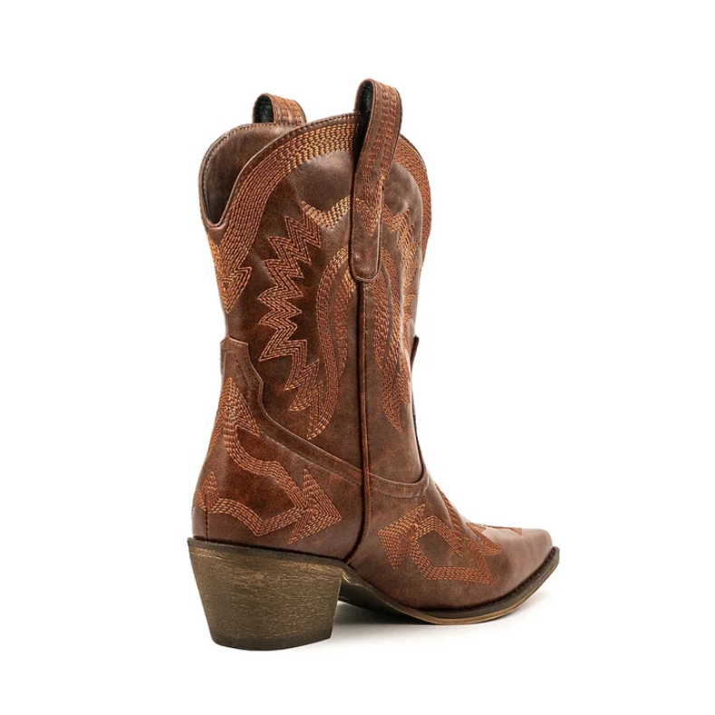 women's leather western cowboy boots - side view