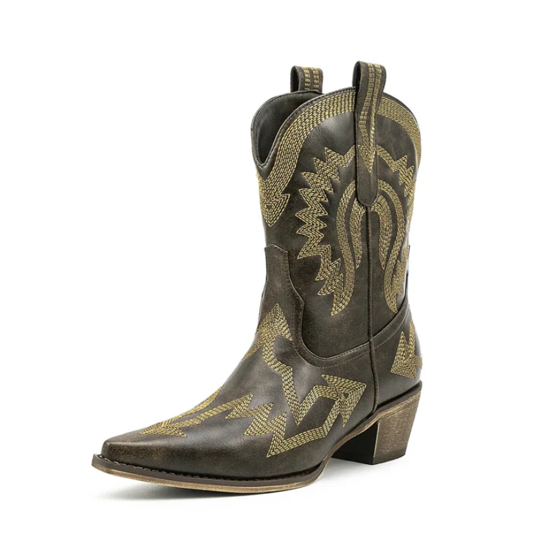 women's leather western cowboy boots - detail view