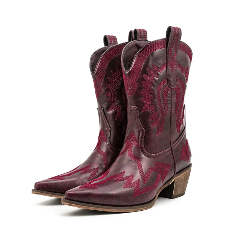 women's leather western cowboy boots - shaft detail