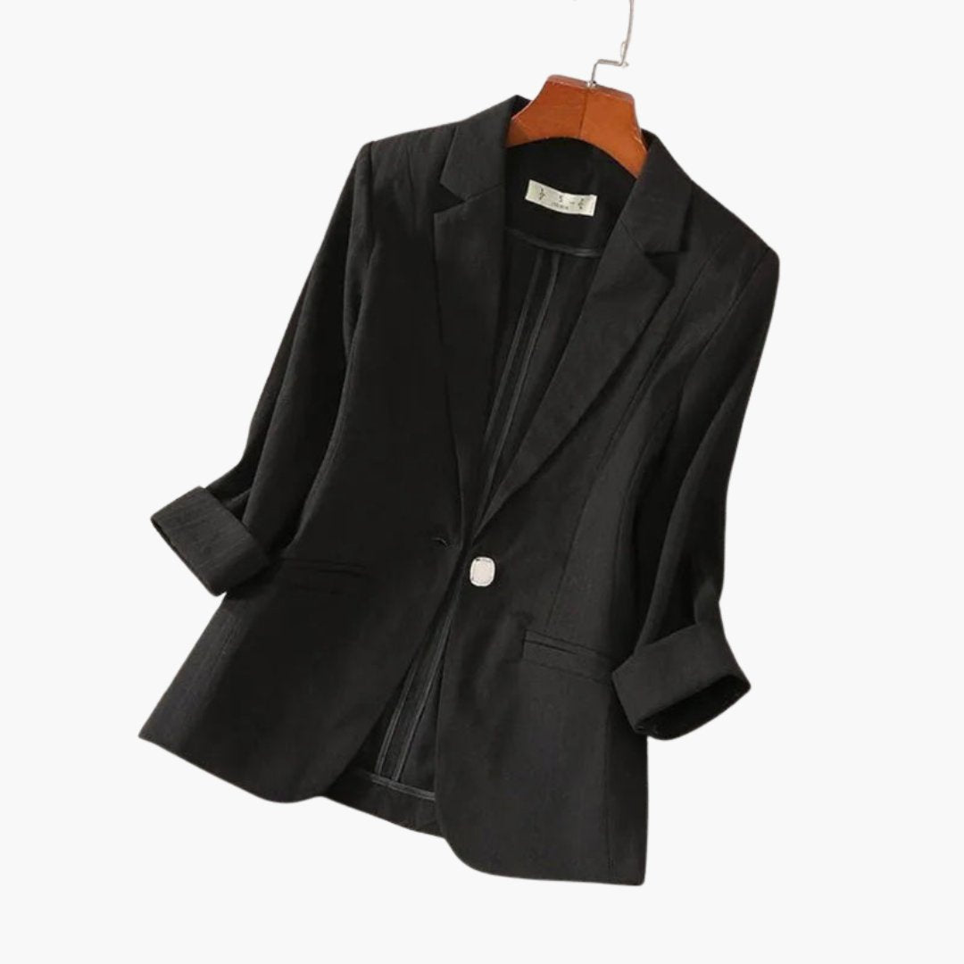 Women's linen blazer - lapel detail