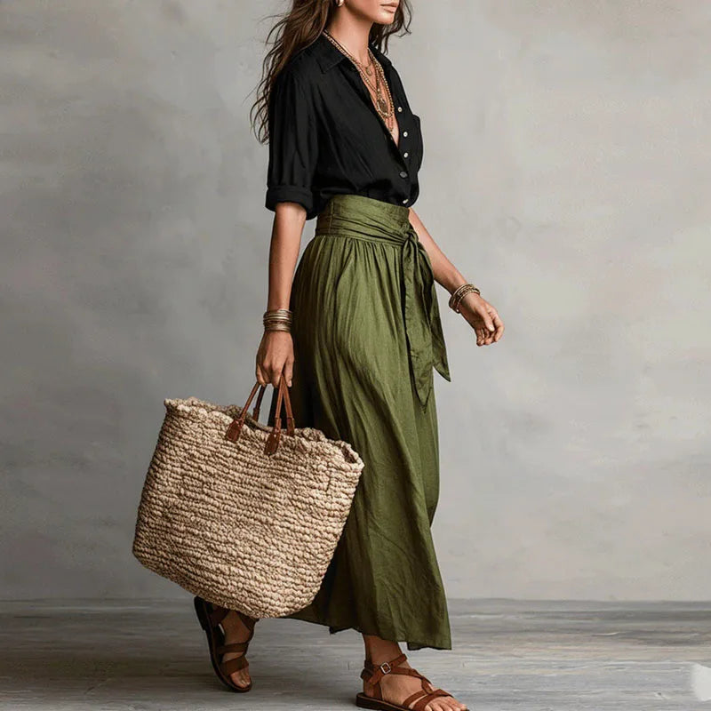 women's linen two-piece co-ord set - full view