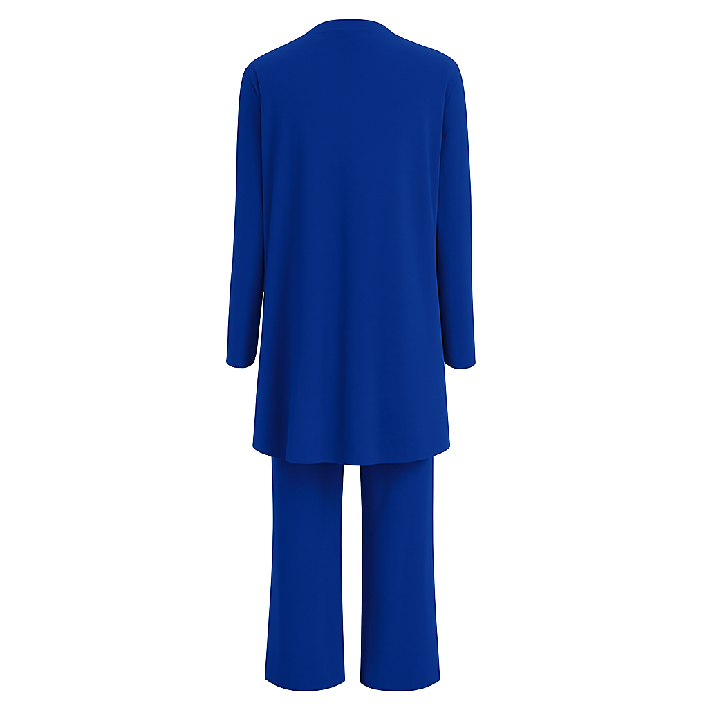 Women's Longline Cardigan & Wide Leg Pants Set | Elegant Two-Piece Suit